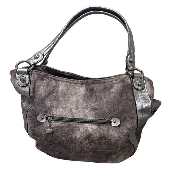 Kathy Van Zeeland On the Rocks Shopper Hobo Slouchy Handbag Metallic Gray NWOT - Picture 8 of 8